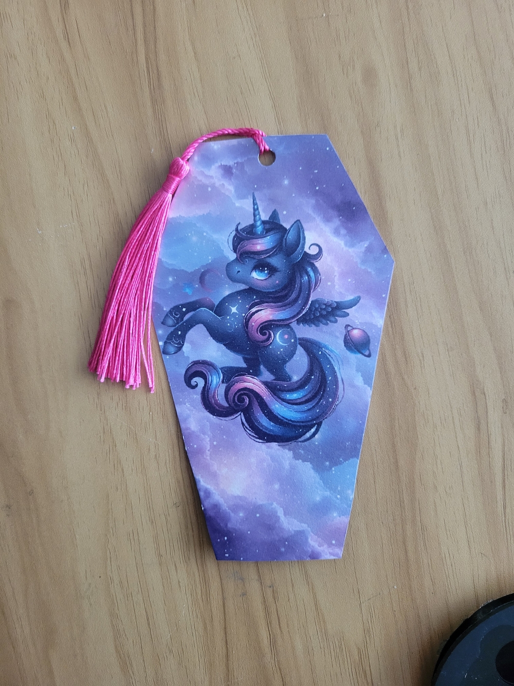🖤NEW🖤 Galaxy Unicorn Coffin-Shaped Bookmark with Pink Tassel